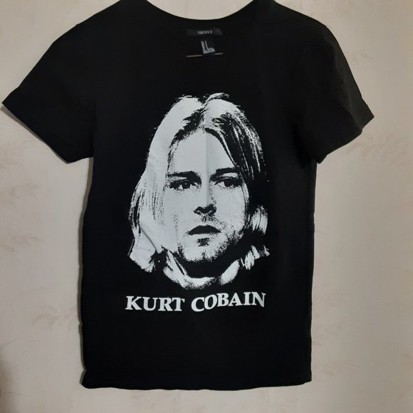 Forever 21 Women's Kurt Cobain Black/White SS T Shirt in Size S - Picture 3 of 5